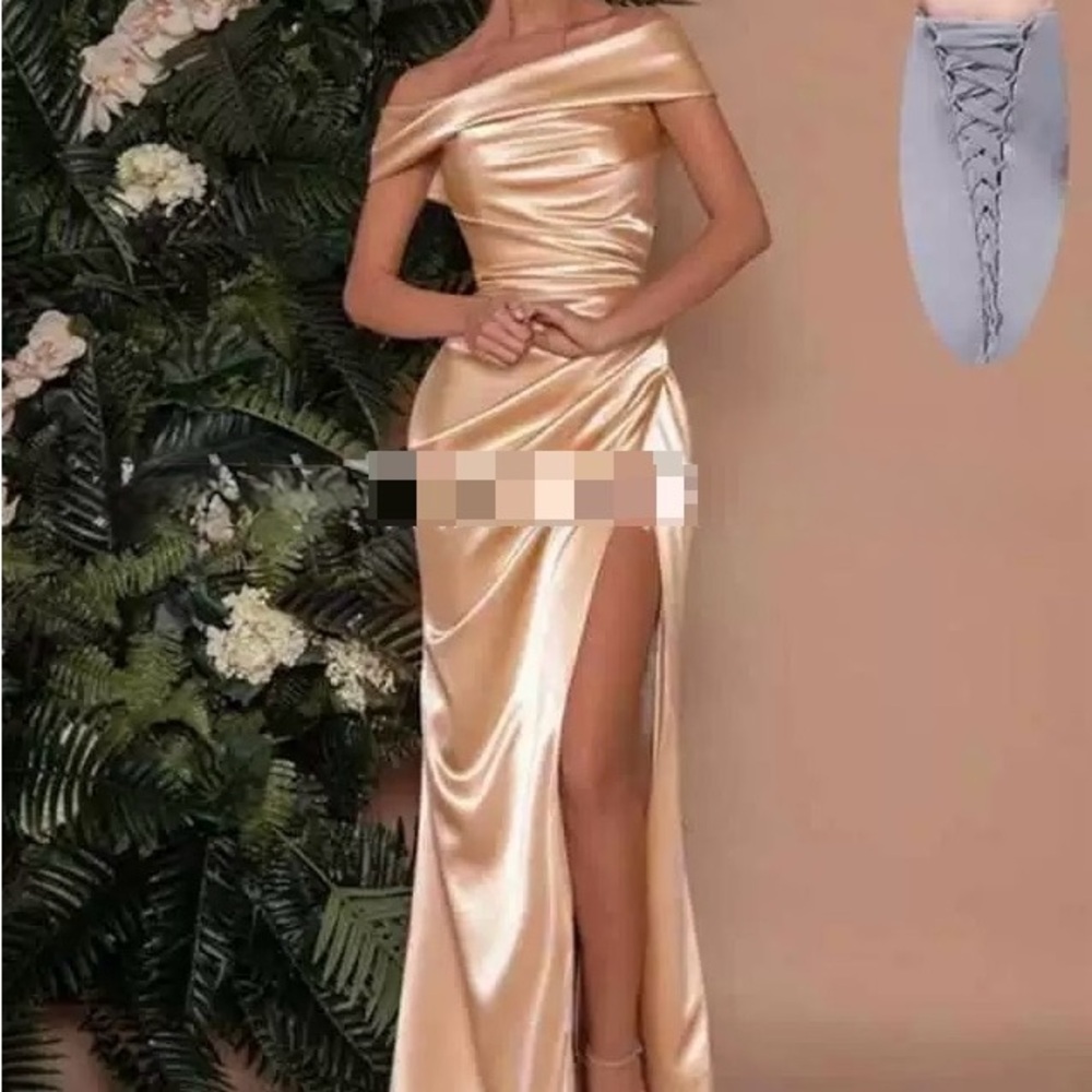 Elegant Off-Shoulder Gold Prom Dress